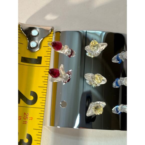 Swarovski SCS Crystal Miniature Tulip Flower 8 Flowers on Silver Tone Tray 2004 - Picture 6 of 6